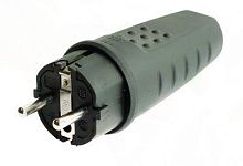 Вилка кабельная 16А 2P+E IP20 250В каучук ввод кабеля с торца черн. | код DIS1103100 | DKC